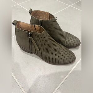 Time and Tru Olive Ankle Booties